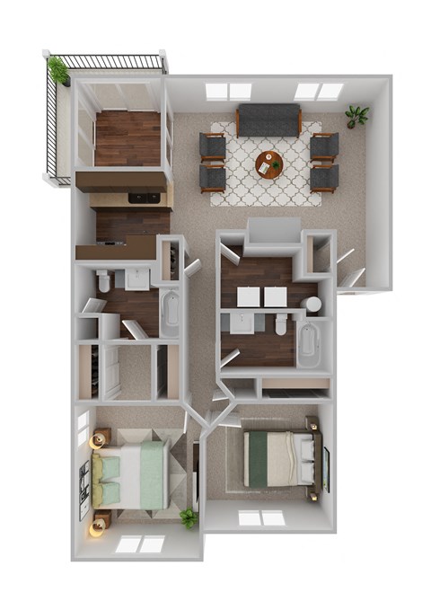 two bedroom floor plan at The Bradford at Easton luxury apartments in Columbus, Ohio